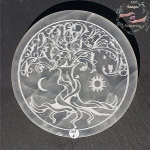 Plaque sélénite gypse fibreux maroc gravé arbre de vie avec soleil et lune adelyne-enegercia ssl 4 1